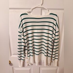 Marled Green and White Striped Top